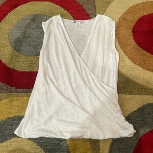 Athleta Breezy Wrap Tank Top White Thin Burnout Material Low Cut Women’s Size XS